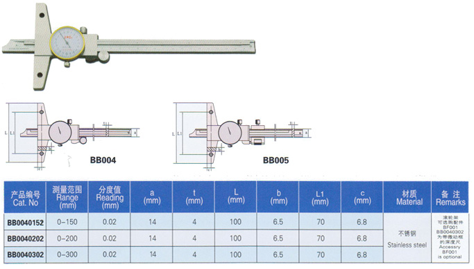 帶表深度卡尺