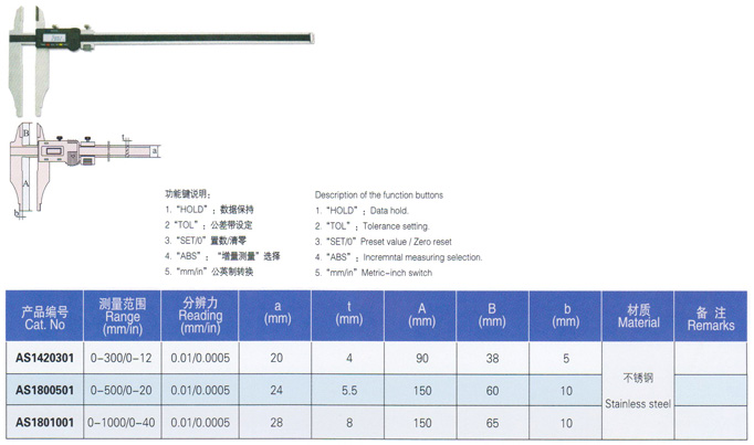 三按鍵數顯卡尺