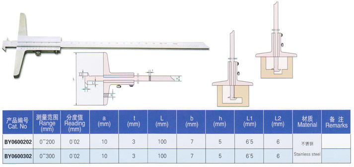 雙鉤游標深度卡尺