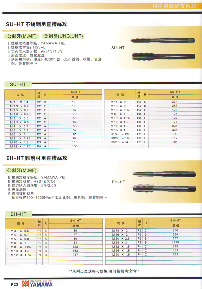 不銹鋼用直槽絲攻