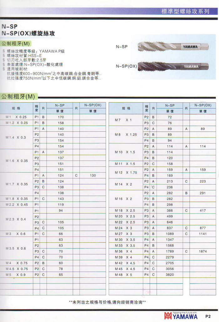 N+SP螺旋絲攻